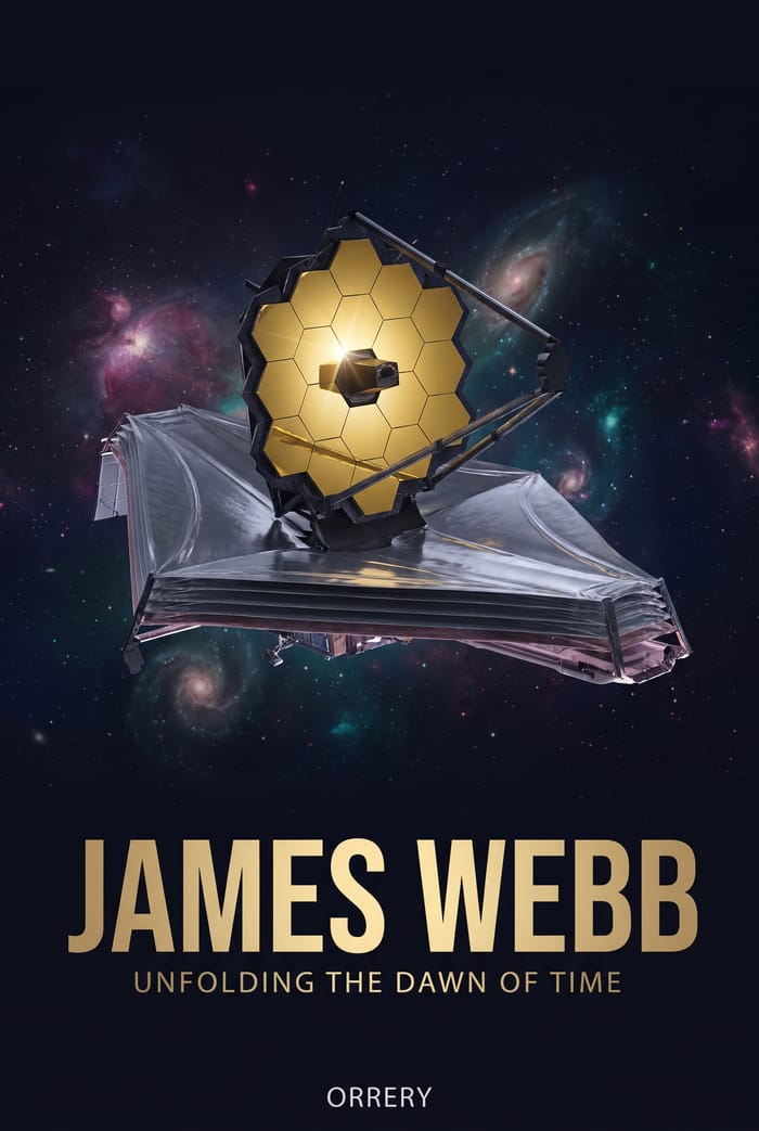 James Webb — Unfolding the dawn of time. Orrery art poster.